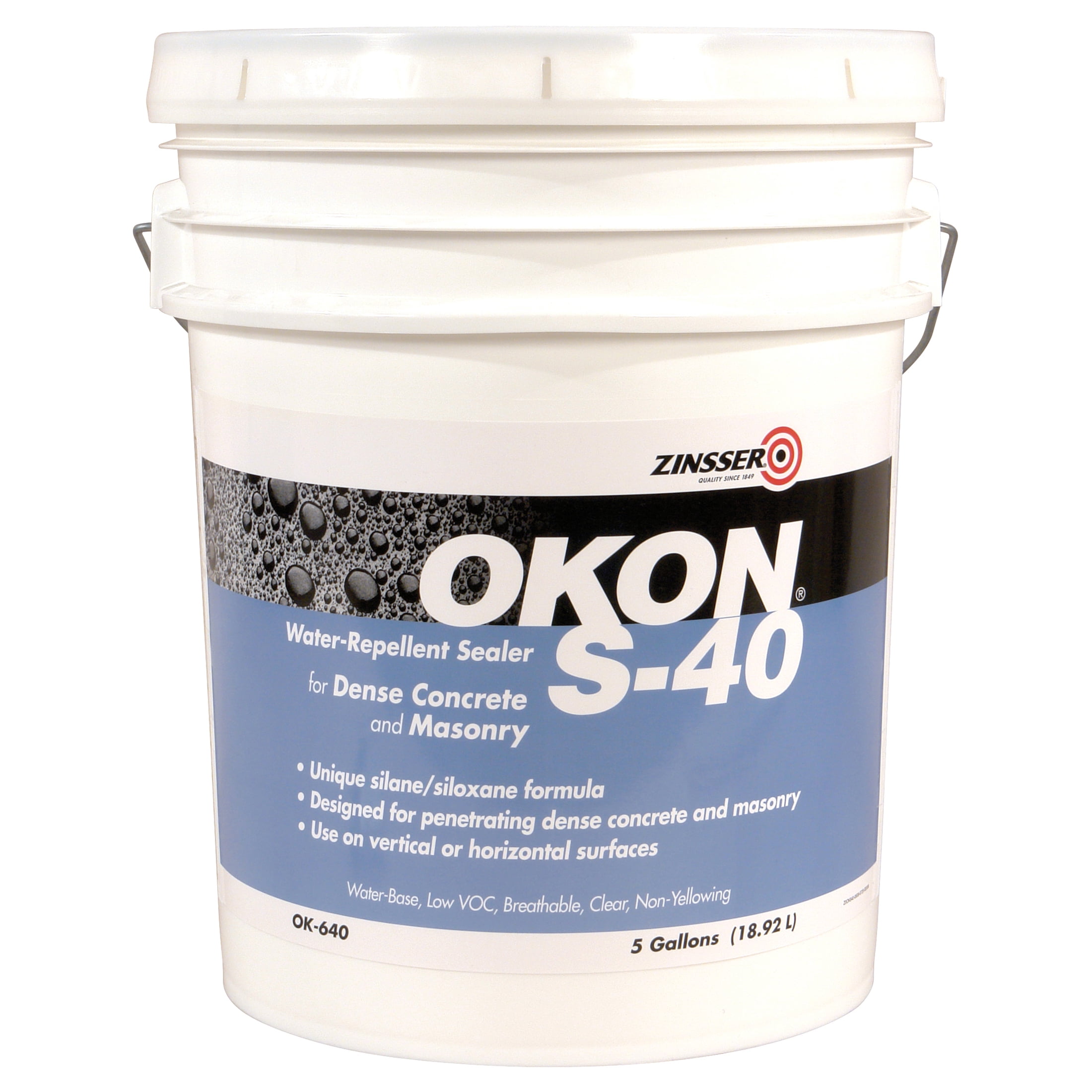 Clear, Zinsser Okon S-40 Water Repellent Concrete Sealer- OK640, 5 Gallon- 1 Pack