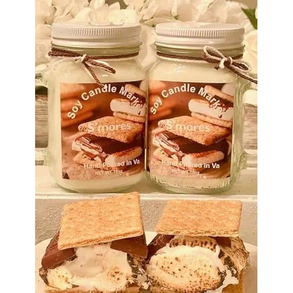 Soy Scented Candles | Handmade & Highly Aromatic Candles Burns Upto 85 Hours in Glass Jar - Perfect for Home Decor, Wedding, Birthday, Dinner (S'mores, 12 oz)
