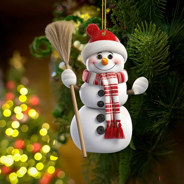 Adorno navideño de muñeco de nieve de acrílico | Decoración colgante para árbol | Decoración navideña de acrílico | Detalle festivo para el hogar y la corona