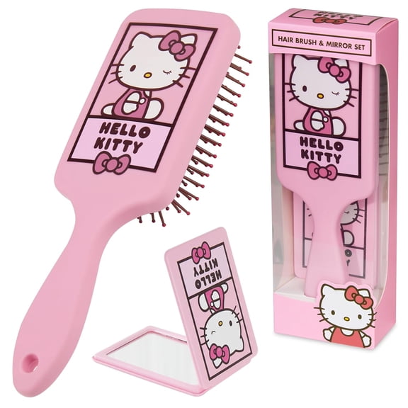 Hair Brush and Compact Mirror Set, Kawaii Valentines Day Gifts for Women, Wife, Girlfriend, Girls, Teens, Detangler Brush, Kawaii Cute Stuff, Makeup Gifts ( Brush & Mirror)