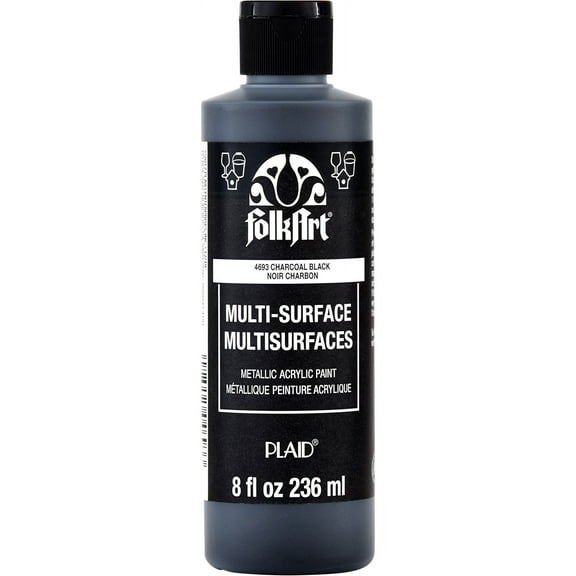 FolkArt Multi-Surface Acrylic Paint 8oz-Metallic Charcoal Black