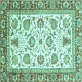 thumbnail image 1 of Ahgly Company Machine Washable Indoor Square Abstract Turquoise Blue Modern Area Rugs, 3' Square, 1 of 4