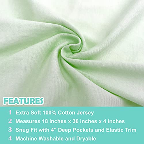 American Baby Company 2 Pack 100% Cotton Knit Fitted 18" x 36" Cradle/Bassinet Sheet - Compatible with Mika Micky Bassinet, Celery, Soft Breathable, for Boys and Girls