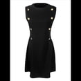 thumbnail image 3 of Vestido Mini Formal de Verano para Mujer, Informal, Sin Mangas, Elegante, con Botones, Ideal para Oficina Negro XL, 3 of 8