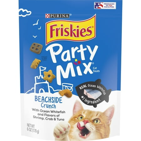 UPC: 0050000576999 | Purina Friskies Cat Treats Party Mix Beachside Crunch Snacks 6 oz Pouches (6 Pack)