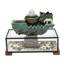 TFCFL Tabletop Water Fountain with Colorful LED Light & Clear Glass Waterfall Indoor Home Decor