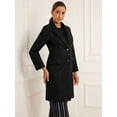 thumbnail image 4 of DARING DIVA Women's Notch Lapel Midi Single Breasted Winter Overcoat Black S, 4 of 6