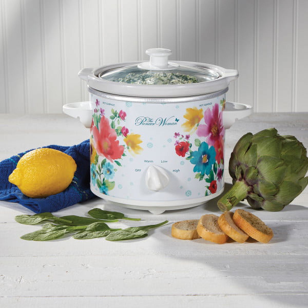 The Pioneer Woman Slow Cooker 1.5 Quart Twin Pack, Breezy Blossom and Teal Gingham, 33018 - image 5 of 10