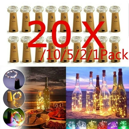 

Dicasser 8 Color 15Leds 20/10/5/2/1pack Wine Bottles Cork String Lights - Battery Powered - Decorations for Garden Wedding Christmas & Party