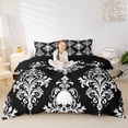 thumbnail image 3 of Homewish Spooky Halloween Skull Twin Duvet Cover,Retro Damask Twin Bedding,Black White,Black Reversible,2pcs,1 Duvet Cover and 1 Pillowcase, 3 of 6