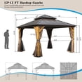 thumbnail image 5 of 12'x12' Hardtop Gazebo with Cedar Wood Frame, Galvanized Steel Double Roof, Curtains & Netting, Permanent Metal Pavilion for Patio, Backyard & Lawn, 5 of 7