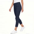 thumbnail image 5 of HongQid Women's Cropped Pants Elastic Waist Rolled Hem High Waisted Casual Work Petite Capri Trousers with Pockets, 5 of 7