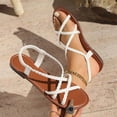thumbnail image 6 of Summer Sandals for Women Footbed Solid Color Open Toe Slip-On Comfortable Elastic Strap Flat Slippers Sandals for Women Beach Vacation Holiday Vintage Fashion, 6 of 9