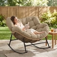 thumbnail image 5 of RADIATA Oversized Outdoor Papasan Rocking Chair, Indoor Outdoor Heavy Duty Wicker Patio Egg Rocking Chair with 5.1 Cushion, 450lbs Capacity, Brown, 5 of 11