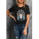 thumbnail image 2 of ABPHQTO Camiseta negra de manga corta con estampado gráfico de calavera de WILD WEST Steer para mujer, 2 of 5