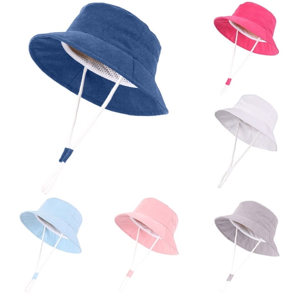 RTKFRFLM Kids Sun Protection Bucket Hat Solid Color Adjustable Short Brim Outdoor Cap White 6-12 Months