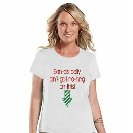 7 at 9 Apparel Women's Christmas Pregnancy Announcement T-shirt -