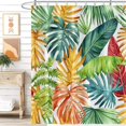 thumbnail image 2 of JOOCAR Green Tropical Leaves Palm Banana Leaf Polyester Shower Curtain with Hooks 72x72 inch, 2 of 7