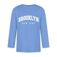 thumbnail image 3 of Men's T-Shirts 3/4 Sleeve Comfortable Crewneck Graduated Color Fit Light Blue Graphic Fall Tees size XXL, 3 of 4