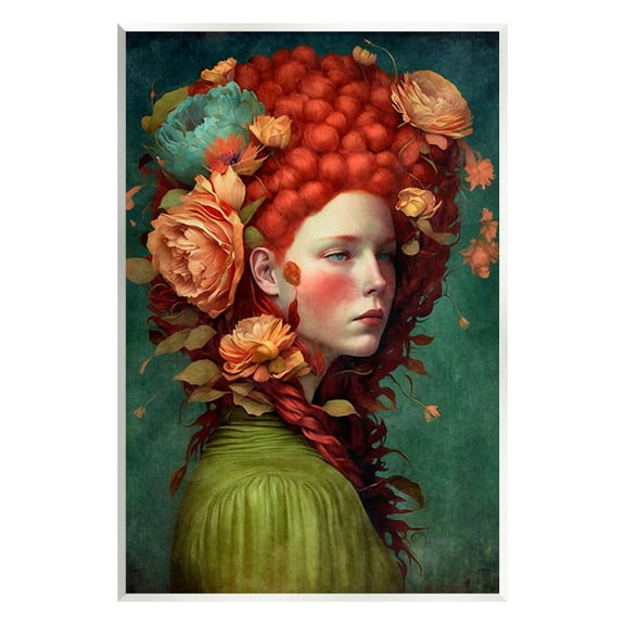 Stupell Industries Woman with Peonies Portrait Botanical & Floral Painting Unframed Art Print Wall Art, 10 x 15