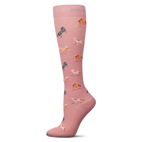 Wellfit Horses Cotton Blend 15-20 mmHg Graduated Compression Socks, 9-11, Mauve