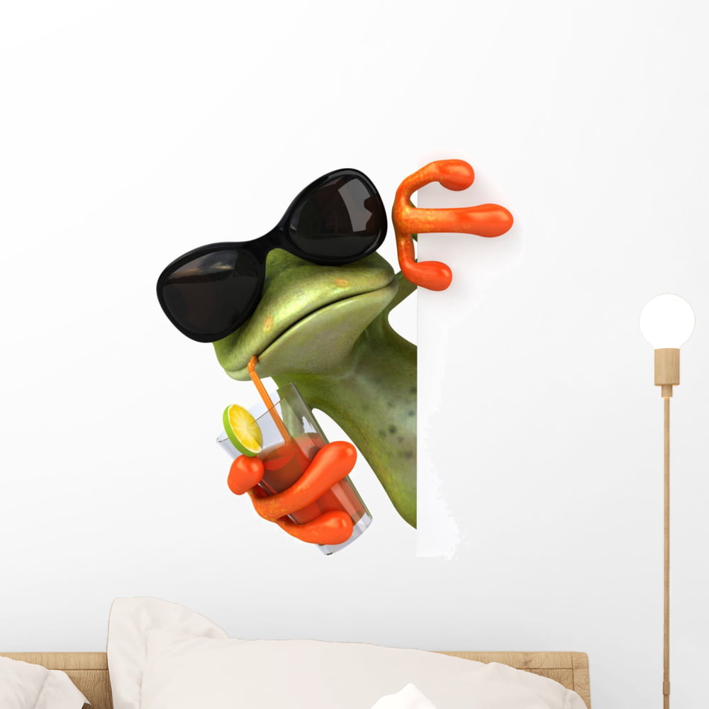 WM80622 18 in H x 15 in W Frog and Dollar Sign Wall Decal by Wallmonkeys Peel and Stick Graphic