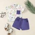 thumbnail image 2 of UAYOTSE Baby Toddler Boy Outfits Clothes Summer Kids Pattern Short Sleeve Button Down Shirt & Shorts Set,Sizes 6-9 Months, 2 of 9