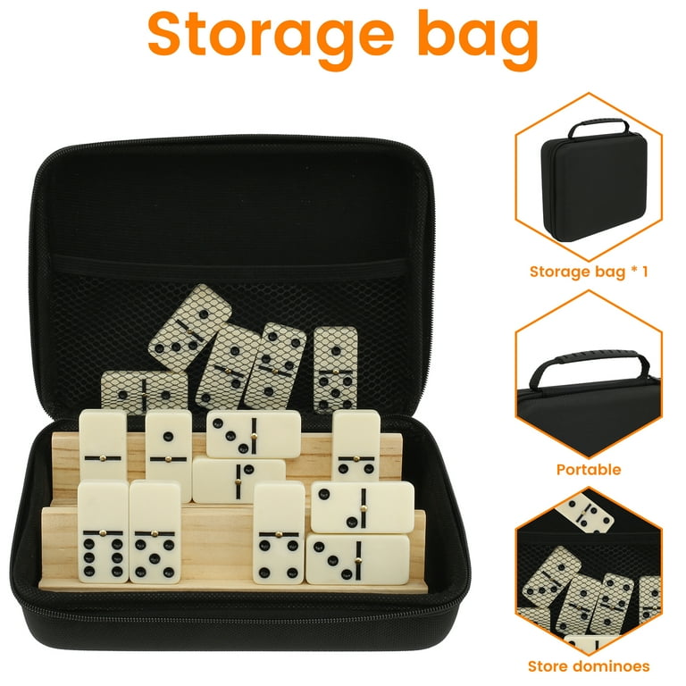 Lzvxtym Dominoes Set for Adults with 4 Wood Racks Funny Domino