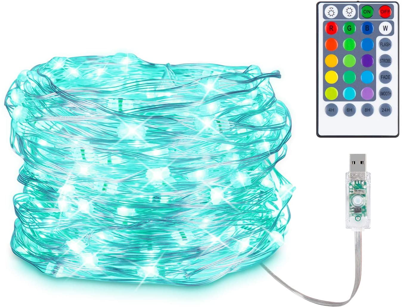 Fairy String Lights USB 33Ft 100 LEDs 12 Color Changing Waterproof Party Decor 