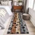 thumbnail image 4 of Runner Rug 2'x6', Haze Blue Brown Washable Non-Slip Hallway Runner Rugs, Rustic Farmhouse Dog Paw Vintage Bedside Rugs Floor Mats Carpet Runners for Kitchen Bathroom Laundry Room, 4 of 8