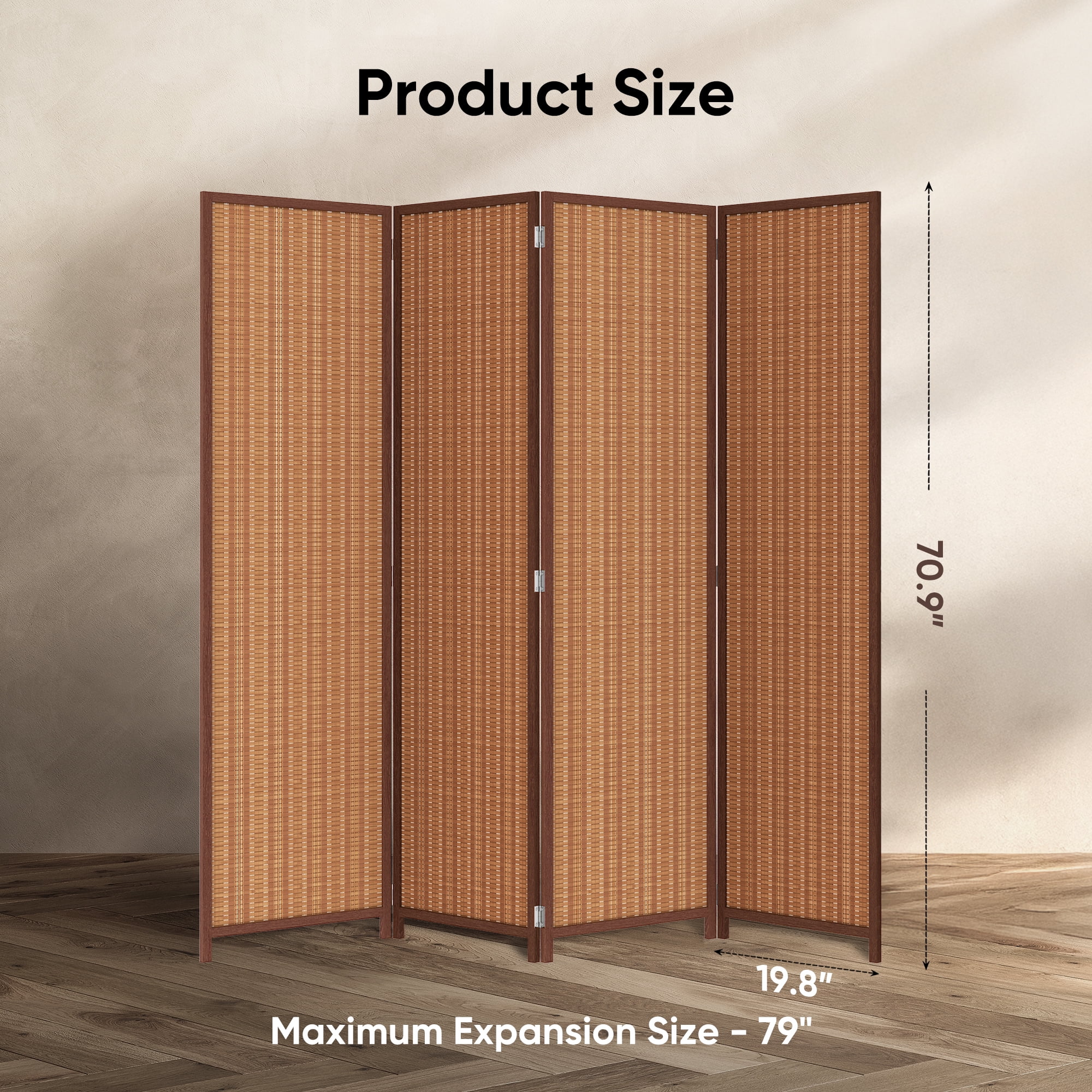 Jostyle 4/6 Panel Room Divider Privacy Screen with Storage Shelves Foldable