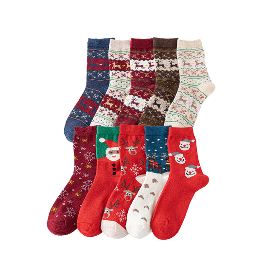 Yoyauz 5 Pairs Of Christmas Socks, Fun Colored Christmas Stockings, Suitable For Women, Fun Christmas Gifts