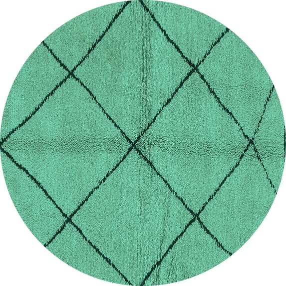 Ahgly Company Indoor Round Solid Turquoise Blue Modern Area Rugs, 8' Round