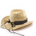 thumbnail image 6 of OOOUM Woven Cowboy Hat For Men Women Head Buckle Chin Strap Sun Hat Festival Outdoor Vacation Cowgirl Hat Beige, 6 of 6