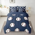 thumbnail image 2 of Manfei Cartoon Baseball Twin Bedding Sets 7-Piece for Teens, Sports Lover Bedding Comforter Set, Modern Ball Game Reversible Sheet Sets, Super Cozy Room Decor, 2 of 7