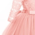 thumbnail image 6 of IDOPIP Flower Girls Long Lace Bridesmaid Dress 3/4 Sleeves Floor Length Wedding Party Princess Dress, 6 of 7