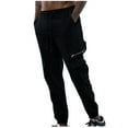 thumbnail image 7 of successthop Cargo Pant Elastic Waist for Men Solid Workwear with Pockets Zipper Straight Sport Trousers Black, 7 of 7