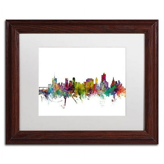 Trademark Fine Art 'Tulsa Oklahoma Skyline' Canvas Art by Michael Tompsett, White Matte, Wood Frame