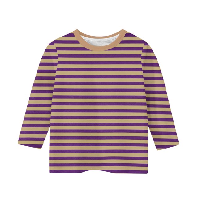 Amzcrzy Chandail en Molleton Rayé pour Enfants Bébé Manches 3/4 Col Rond Chandail en Molleton Bloc de Couleur Chandail Ample Décontracté Printemps Basique 3-11 Ans