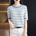thumbnail image 2 of BUIGTTKLOP Cotton Sweaters for Women Short Sleeve Knit Tops Hollow out Crewneck Pullover Top, 2 of 6