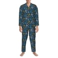 thumbnail image 3 of Naloa Bicycle Colorful Men’s Pajamas Set - Long Sleeve Button Down Sleep Shirt and Pajama Bottoms Sleepwear Set-XX-Large, 3 of 7