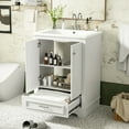 thumbnail image 2 of Modern 24" Bathroom Vanity, Ceramic Sink, Adjustable Drawers, Construction, Clean Lines Storage Cabinet With Basin, Sleek Design, Shelf Levels, White Finish, 2 of 7