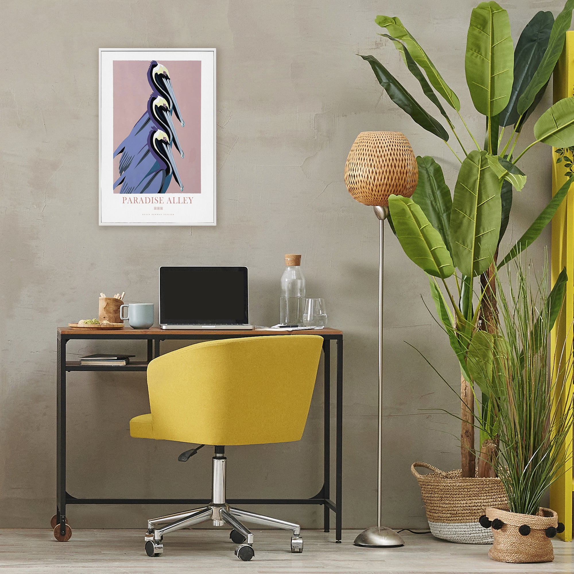 Stupell Industries Paradise Alley Pelican Trio White Framed Giclee Art, design by Jadei Graphics