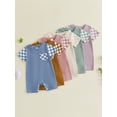 thumbnail image 3 of Mono para bebé niño, manga corta, cuello redondo, a cuadros, ropa de verano para uso diario informal., 3 of 9