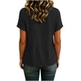 thumbnail image 5 of Women's Summer Round Neck Short Sleeve Casual Top Solid Color Blouse, 5 of 5