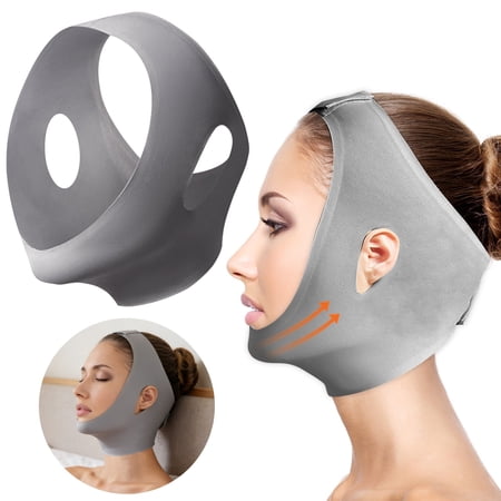 Face Sculpt Wrap Reusable Jawline Chin Strap Breathable Facial Compression Wrap For Post Op Recovery Daily Contouring(Grey2-56Cm)