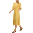 thumbnail image 4 of INSPIRE CHIC Boho Maxi Dress for Women's Crochet Panel 3/4 Sleeve Casual Beach Dresses XS Yellow, 4 of 6