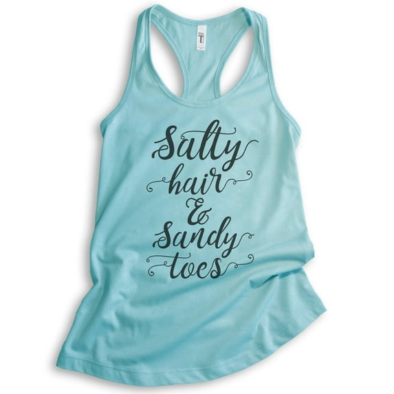 Salty Hair And Sandy Toes Tank Top, Ladies Racerback Tank Top, Beach Tank, Vacation Tank, Vacay Tank, Cancun, XX-Large