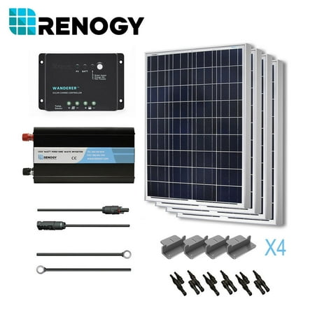 Complete 400Watts Poly Solar Panel Kit w/ Inverter: Off Grid 12 Volt RV Boat