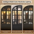 thumbnail image 2 of 78" Arched Armoire Wardrobe Closet with Glass Doors & LED Sensor Light, Modern 3-Door Clothes Cabinet Organizer with 4 Drawers and Shelves for Bedroom, 2 of 11